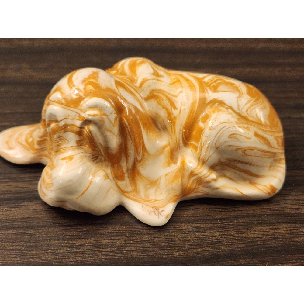 Figurine Georgia Clay Bassett Hound Dog Calico Swirl Pottery Earthenware